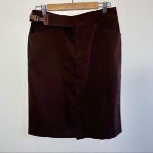 Lauren Ralph Lauren Brown Cotton Pencil Skirt Equestrian, Pockets, EUC